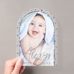 Anuncio de nacimiento de bebé niño con foto de est