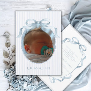 Anuncio de Nacimiento de Bebé Niño Elegante Vintag