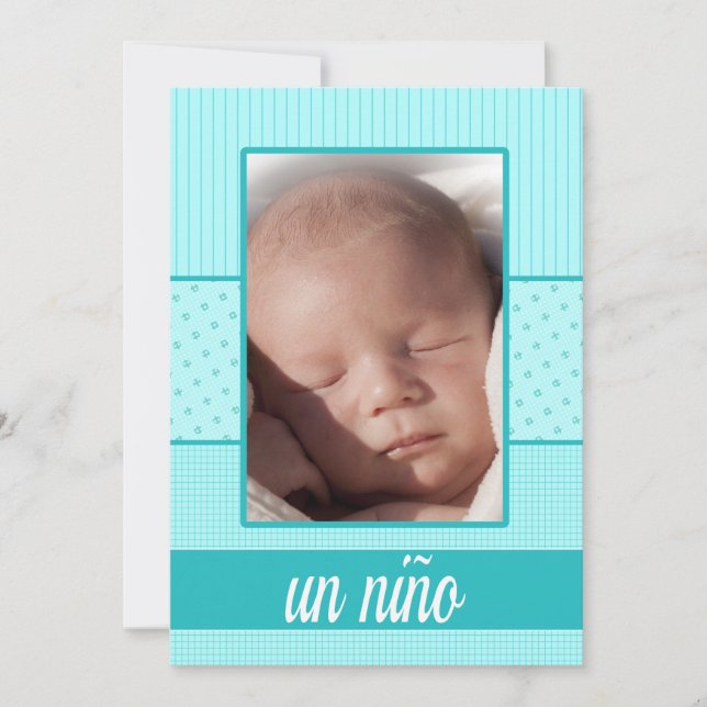 anuncio de nacimiento de bebé niño español (Anverso)