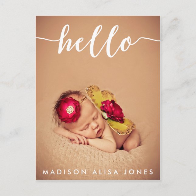 Anuncio de nacimiento de bebé niño o niña Hello Ph (Anverso)