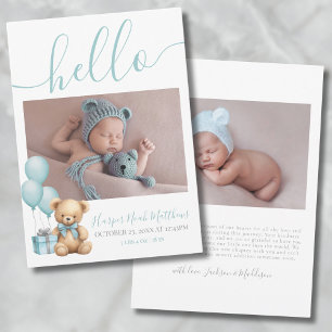 Anuncio de nacimiento de bebé niño recién nacido f