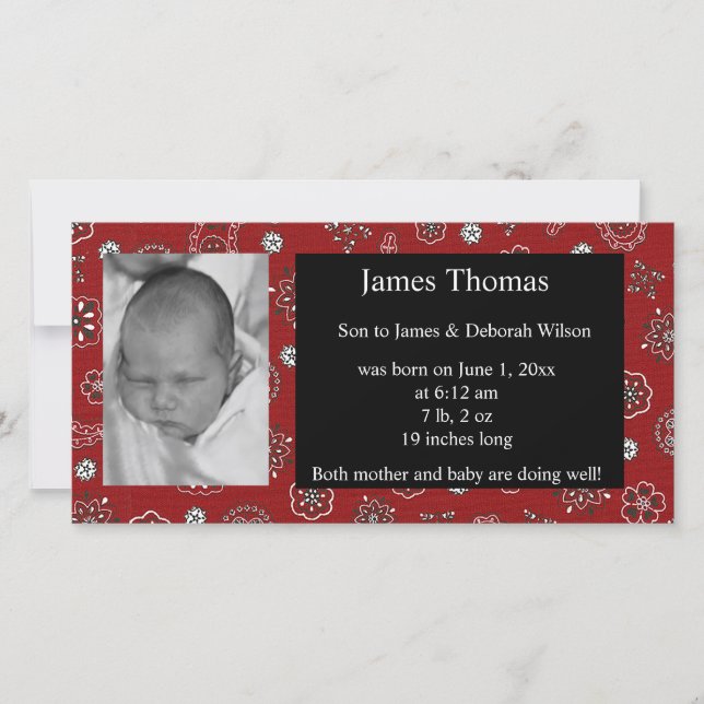 Anuncio de nacimiento de bebé occidental (Anverso)