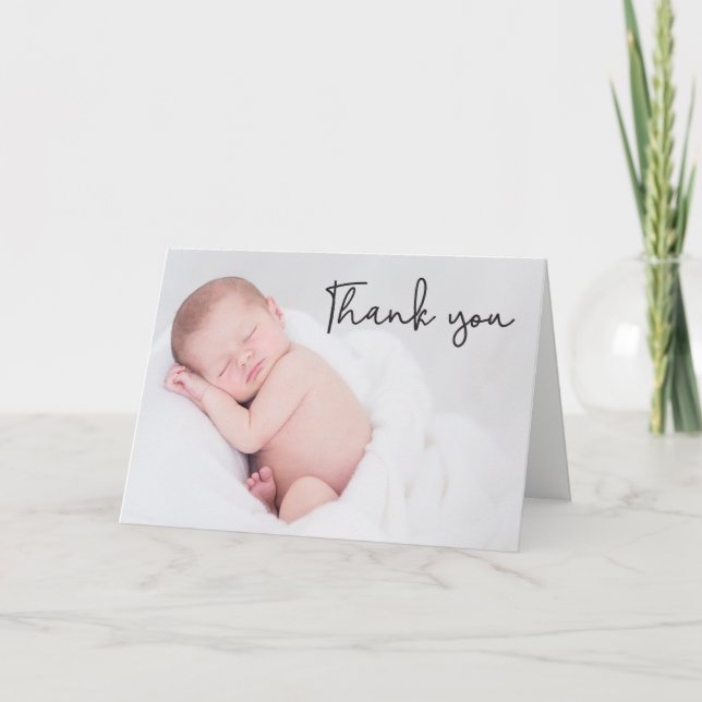 Anuncio de nacimiento de bebé personalizado con gu (Anverso)