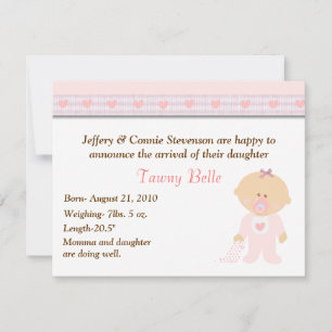 Anuncio de nacimiento de bebé Personalizado de cor