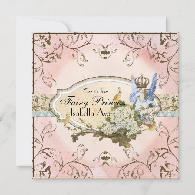 Anuncio de nacimiento de bebé - Princesa de Faerie (Anverso)