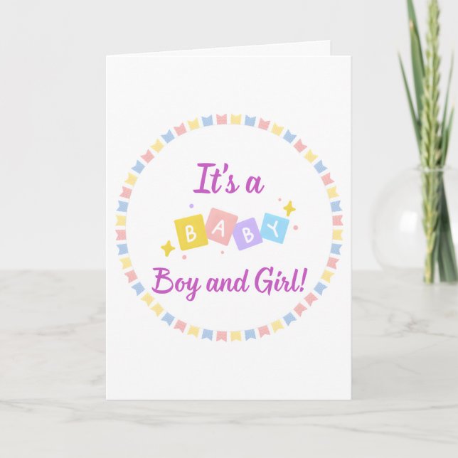 Anuncio de nacimiento de bebé y gemelos Chicas (Anverso)