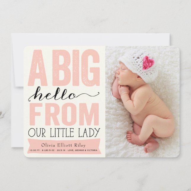 Anuncio de nacimiento de Big Hello Little Lady Bab (Anverso)