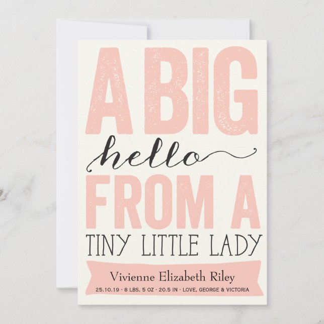 Anuncio de nacimiento de Big Hello Little Lady Bab (Anverso)