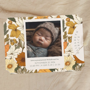 Anuncio de nacimiento de Boho Beige Fall floral