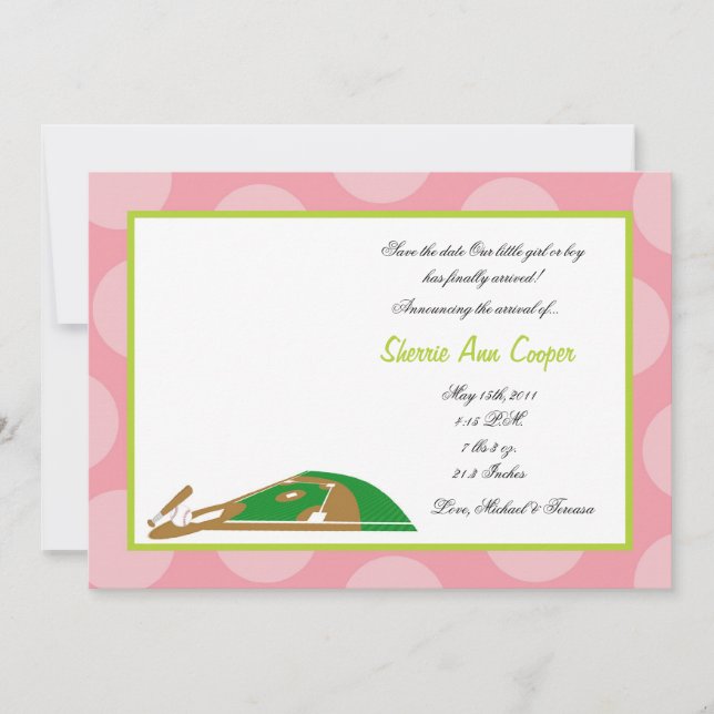 Anuncio de nacimiento de bola suave de deportes la (Anverso)