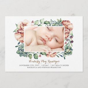 Anuncio de nacimiento de Bouquet Succulents con fl