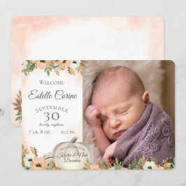 Anuncio de nacimiento de calabaza y gracias