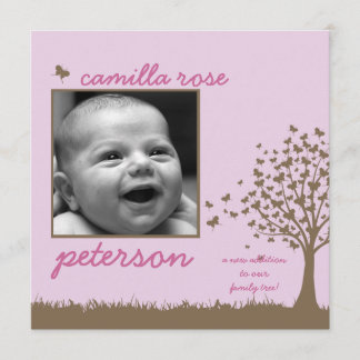 anuncio de nacimiento de chica de árbol de maripos