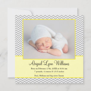 Anuncio de nacimiento de Chica de Chevron gris ama