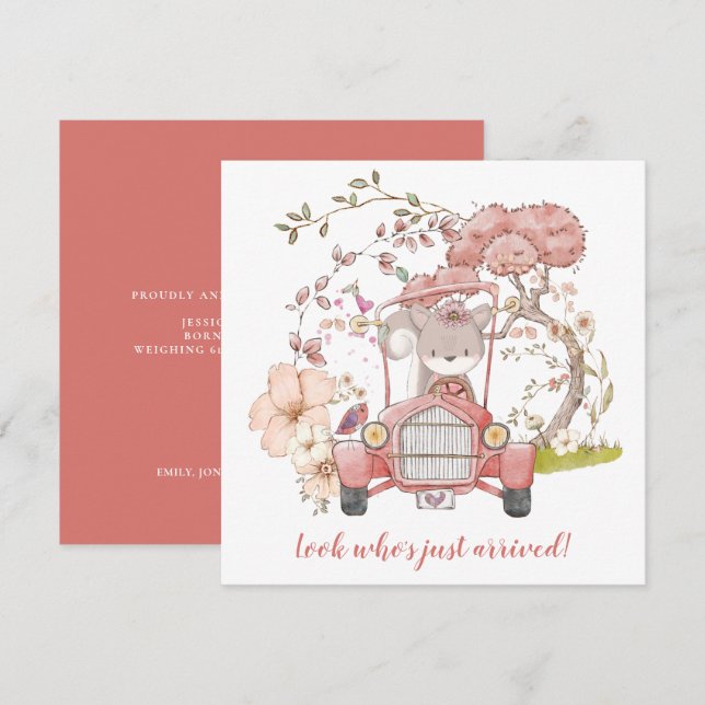 Anuncio de nacimiento de Chica de coches de época  (Anverso / Reverso)