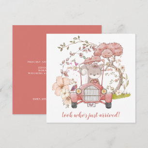 Anuncio de nacimiento de Chica de coches de época 