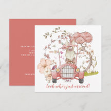 Anuncio de nacimiento de Chica de conejito con coc