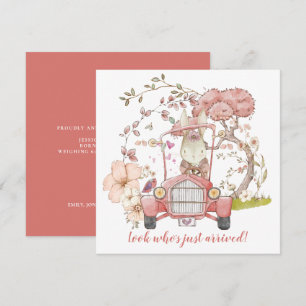 Anuncio de nacimiento de Chica de conejito con coc