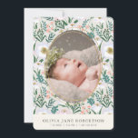 Anuncio de nacimiento de Chica de Flores Silvestre<br><div class="desc">Esta tarjeta de chica de moda con foto de nacimiento muestra un fondo verde claro de sabio con flores silvestres. El reverso lado muestra tus fotos y mensaje. Personalízalo para tus necesidades. Puedes encontrar productos coincidentes en mi tienda.</div>