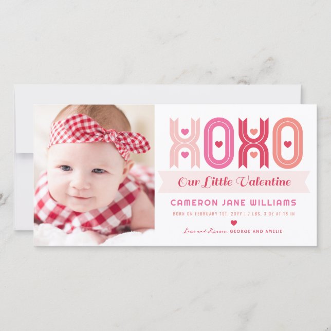 Anuncio de nacimiento de Chica de fotografía rosa  (Anverso)