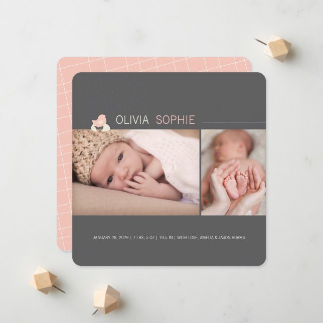 Anuncio de nacimiento de Chica de polluelo con hue (Anverso/Reverso In Situ)