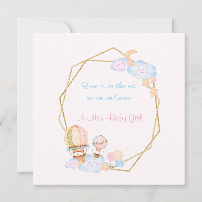 Anuncio de nacimiento de Chica de recién nacido (Anverso)