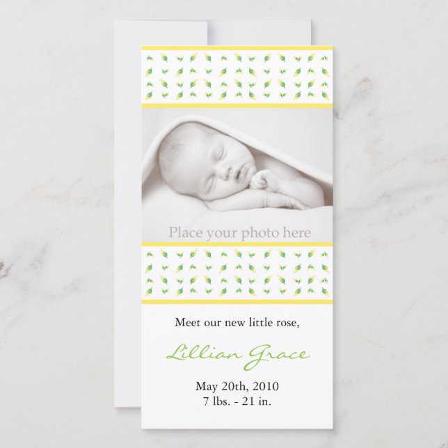 Anuncio de nacimiento de chica - Tarjeta fotográfi (Anverso)