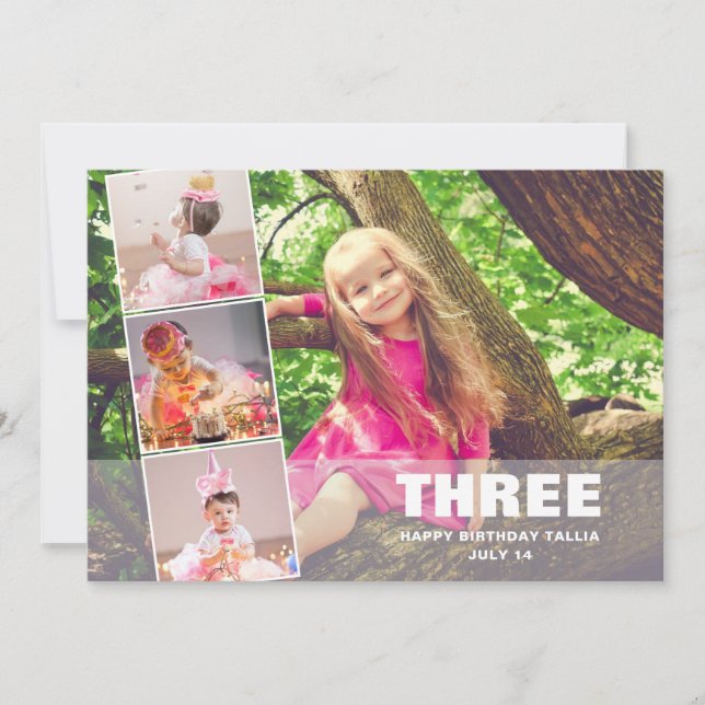 Anuncio de nacimiento de Collage de fotos de cumpl (Anverso)