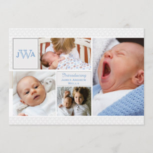 Anuncio de nacimiento de Collage de fotos en vieir