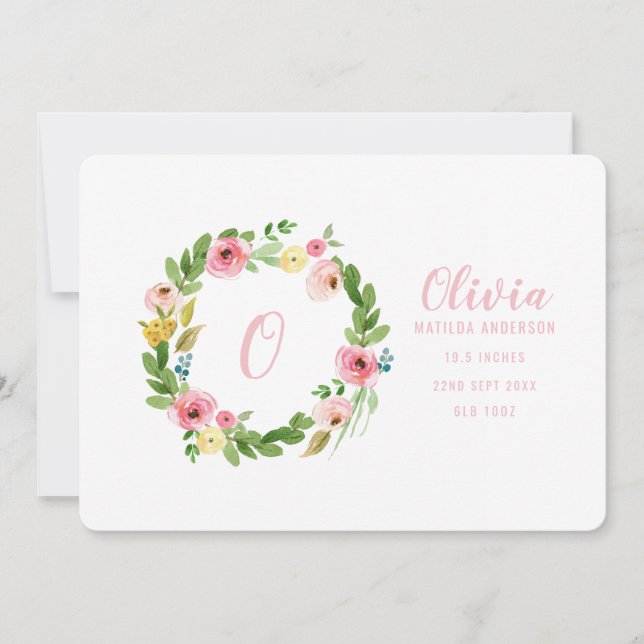 Anuncio de nacimiento de color de agua (Anverso)