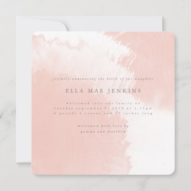 anuncio de nacimiento de color de agua (Anverso)