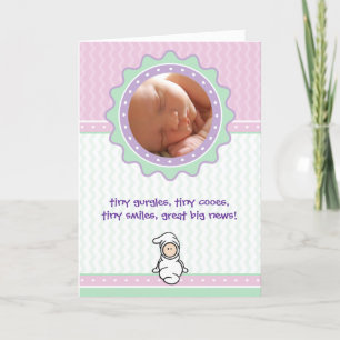 Anuncio de nacimiento de Cutietoots - Rosa/Verde -