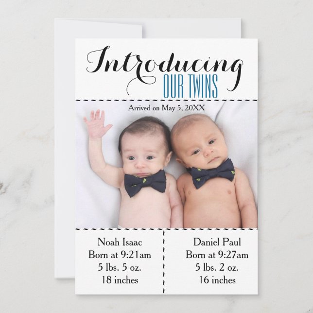 Anuncio de nacimiento de dos gemelos (Anverso)