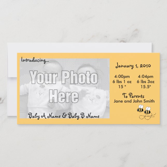 Anuncio de nacimiento de dos gemelos de abejas (Anverso)