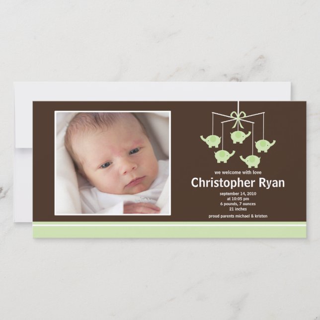 Anuncio de nacimiento de elefantes verdes (Anverso)