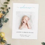 Anuncio de nacimiento de escritura moderna y simpl<br><div class="desc">Esta tarjeta plana con anuncio de foto personalizado y un diseño contemporáneo te permite personalizar fácilmente a tu estilo. Hemos seleccionado esquinas nítidas estándar como configuración de forma predeterminada, pero puede cambiar fácilmente el aspecto a esquinas redondeadas, ya que ese aspecto también funciona maravillosamente con este diseño. Así que prueba...</div>