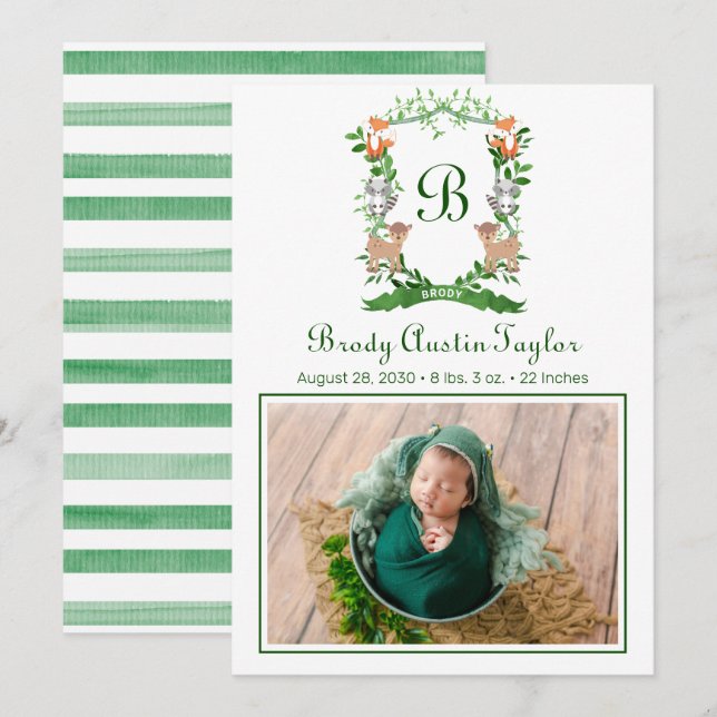 Anuncio de nacimiento de Escudos de animales fores (Anverso / Reverso)