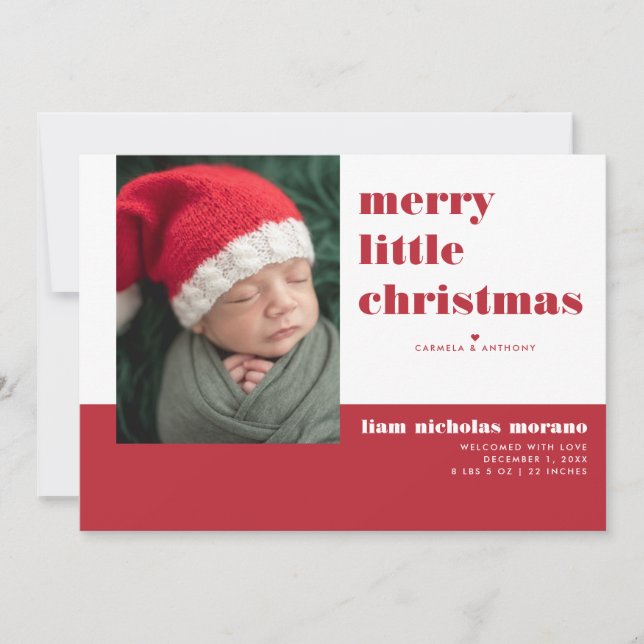 Anuncio de nacimiento de feriado de Navidades pequ (Anverso)