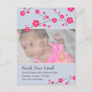 Anuncio de nacimiento de flores de cerezo