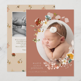 Anuncio de nacimiento de flores silvestres vitícol