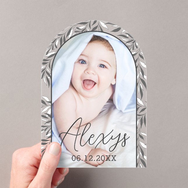 Anuncio De Nacimiento De Foliage Blanco Y Negro (Insitu (portátil))