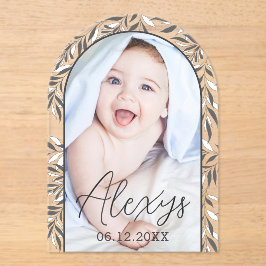 Anuncio De Nacimiento De Foliage Blanco Y Negro