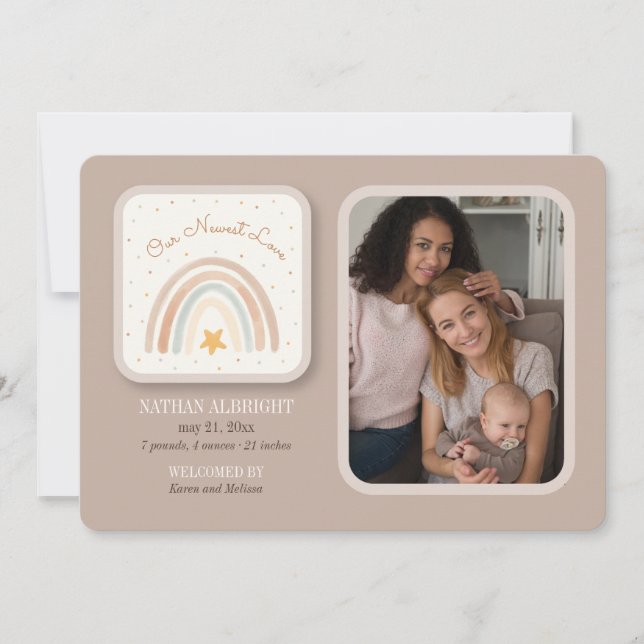 Anuncio de nacimiento de foto arcoiris (Anverso)