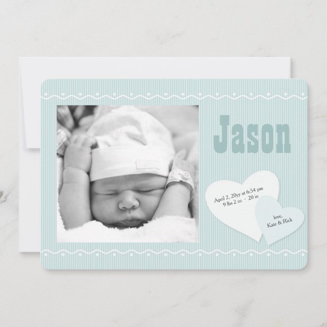 Anuncio de nacimiento de foto azul de Baby Squerid (Anverso)