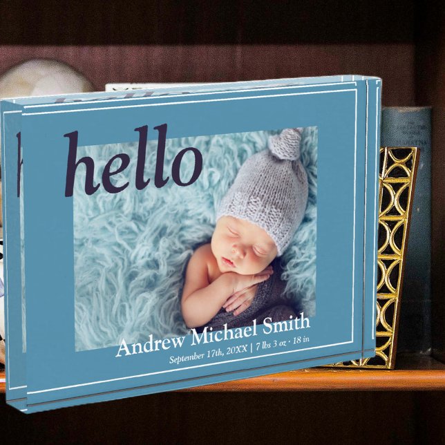 Anuncio de nacimiento de foto azul moderna (Subido por el creador)