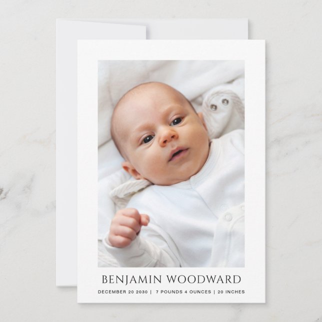 Anuncio de nacimiento de foto bebé (Anverso)