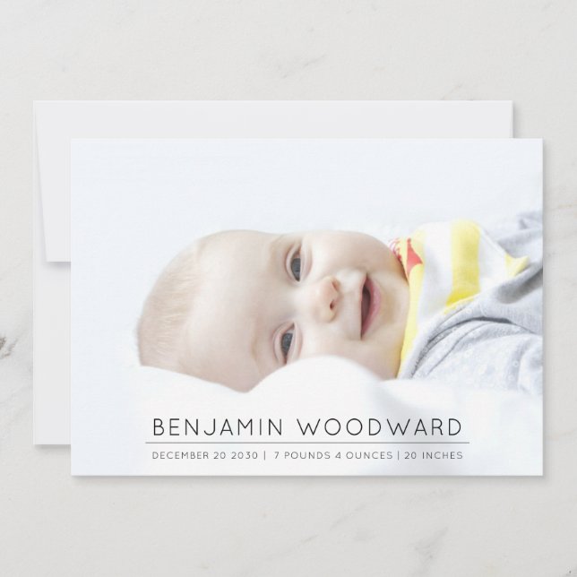Anuncio de nacimiento de foto bebé (Anverso)