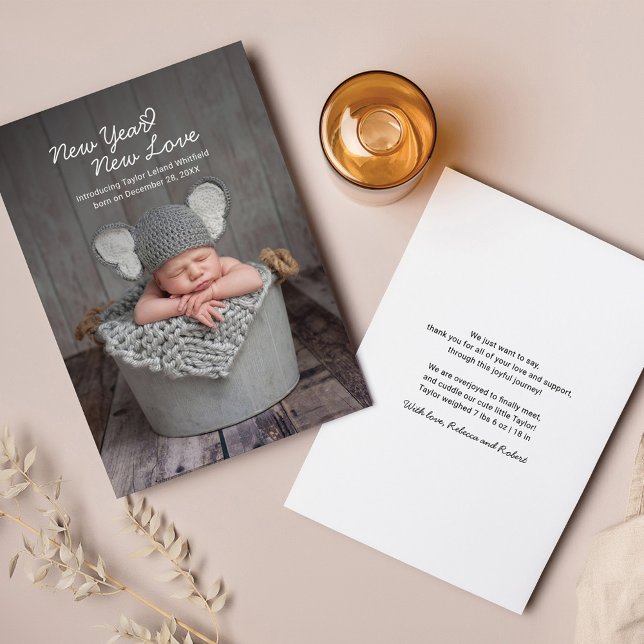 Anuncio de nacimiento de foto bebé de Año Nuevo am (New Year Baby Birth Announcement Photo)