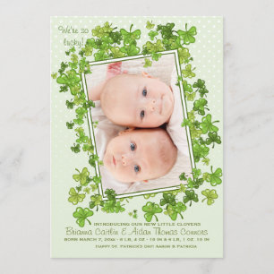 Anuncio de nacimiento de foto bebé de St. Patrick