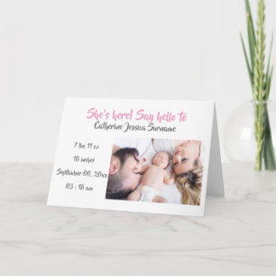 Anuncio de nacimiento de foto bebé, gris rosa mode